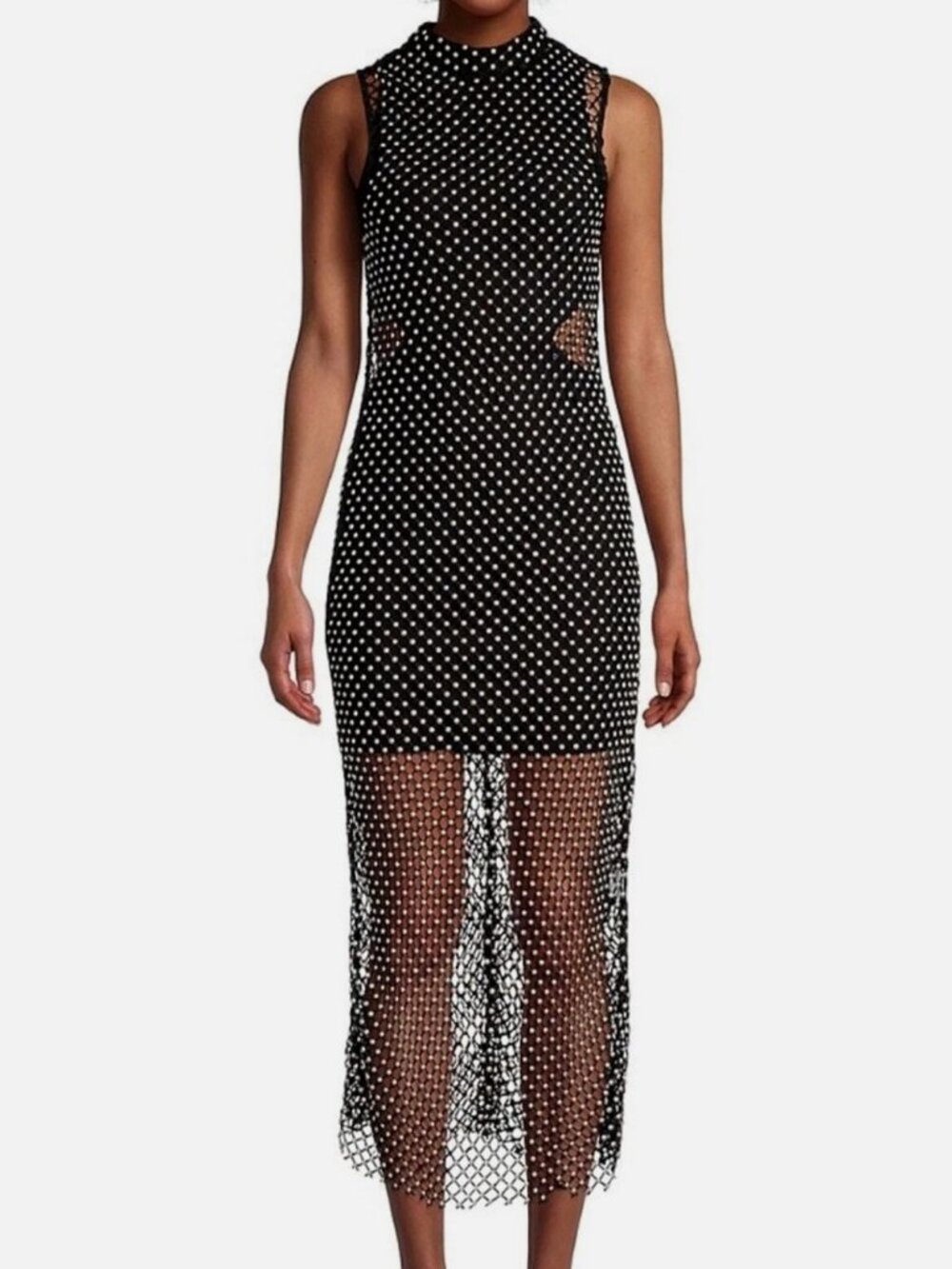 Elliat Women's Black Audrina Pearl Mesh MIDI-Dress Size XS